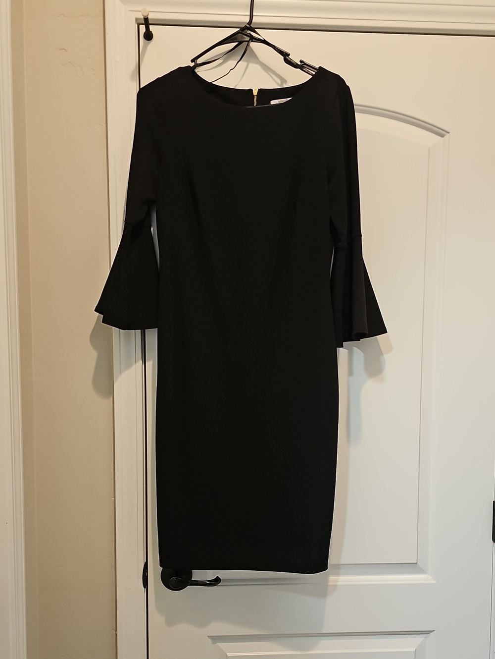 Calvin Klein Black Midi Dress with Bell Sleeves